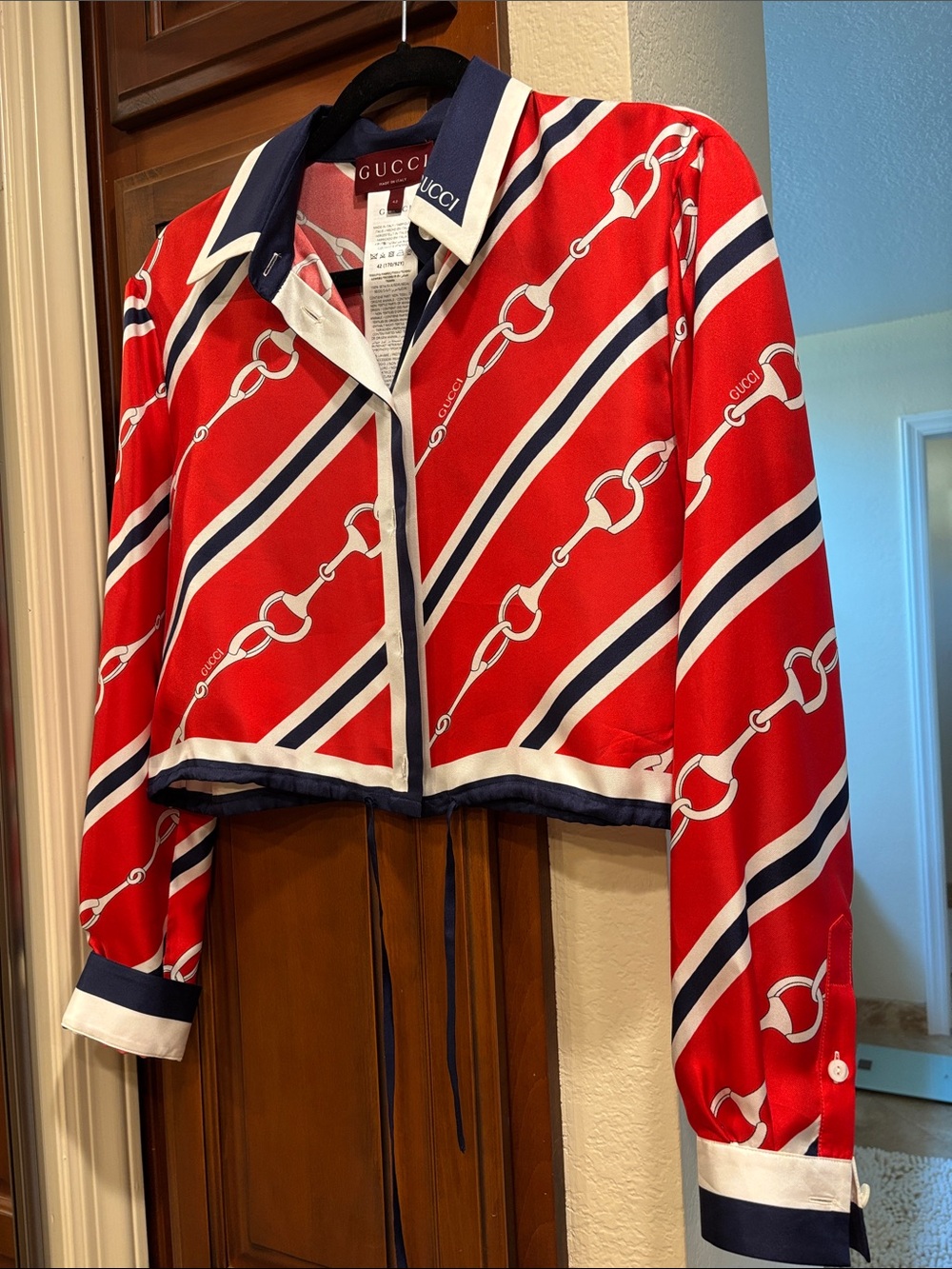 Gucci Red Printed Silk Cropped top